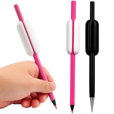 Imagem de Pacote com 2 alças de lápis ponderadas – Auxiliar de caligrafia de silicone para crianças, idosos e necessidades especiais – auxilia com problemas de caligrafia devido a autismo, tremores, força de