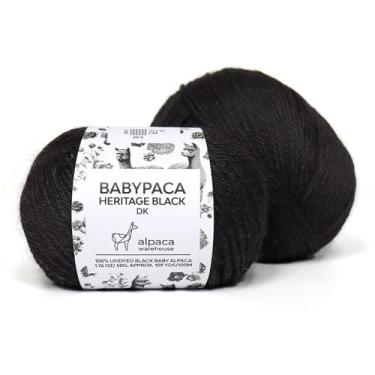 Imagem de Black Heritage - Conjunto de 2 novelos de lã de alpaca 100% bebê (100 gramas) Peso DK Feito no Peru Cor natural não tingida Celestial Macio Perfeito para Tricô e Crochê (Alpaca Preta 2 novelos DK)