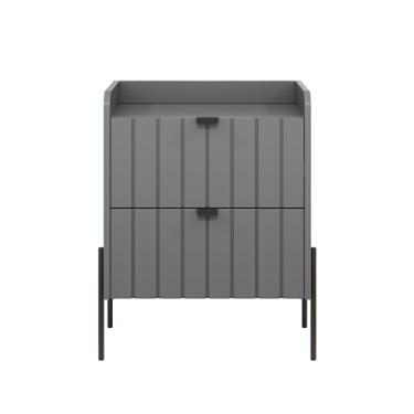 Imagem de Mesa de Cabeceira Para Quarto Lateral de Cama Casal/Queen Moriah 45cm Pés em Ferro Estilo Moderno Pé Industrial Preto (Cinza)