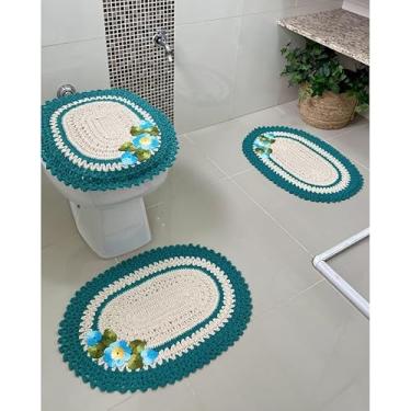 Imagem de Jogo De Banheiro Em Crochê com 3 Peças Ponteira Artesanal (Tiffany)