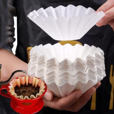 Imagem de 50 peças/conjunto de filtros de café brancos, papel de porção única para máquina de café, papéis de filtro de 15 cm, copo de bolo, tigela de papel de café