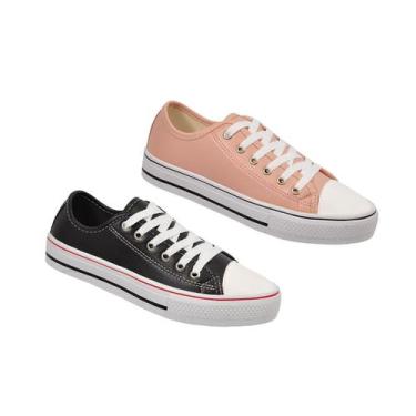 Imagem de Kit 2 Pares Tênis All One Star Casual Feminino Conection, PRETO/NUDE, 