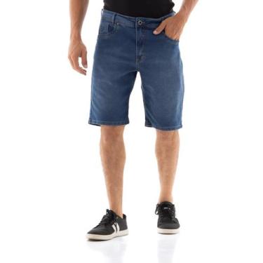 Imagem de Bermuda Jeans Masculina Arauto Confort Bordado, Azul médio, 54