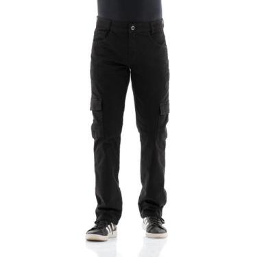 Imagem de Calça Preta Masculina Arauto Confort Cargo, Preto, 36
