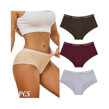 Imagem de Calcinhas De Algodão Femininas 3 Peças Com Cintura De Letras Sexy Resp