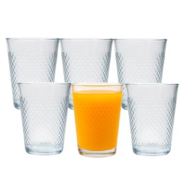 Imagem de Jogo 6 Copo De Vidro 200ml Suco Refrigerante água Diamond Cut Fratelli
