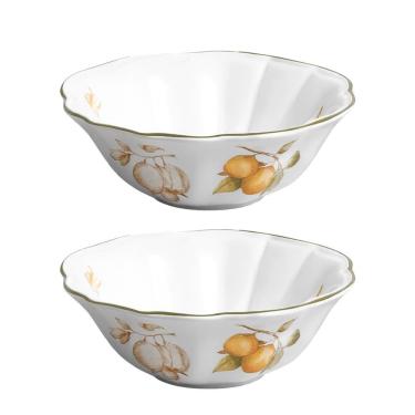 Imagem de Jogo 2 Bowl De Cerâmica Cereal Branco Limão Toscana Scalla 400ml