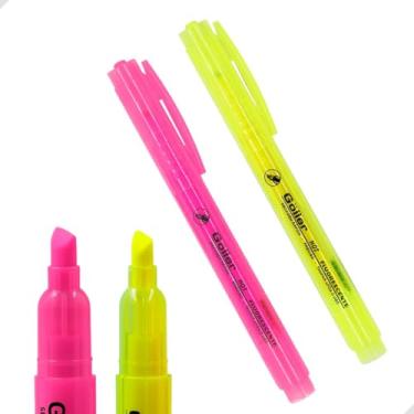 Imagem de Kit 12 Marca Texto Neon Caneta Marcador Fluorescente para Estudo e Escritório Secagem Rápida e Cores Vibrantes | Papelaria Fofa, Divertida Criativa Material Escolar Volta as Aulas, Rosa e Amarelo
