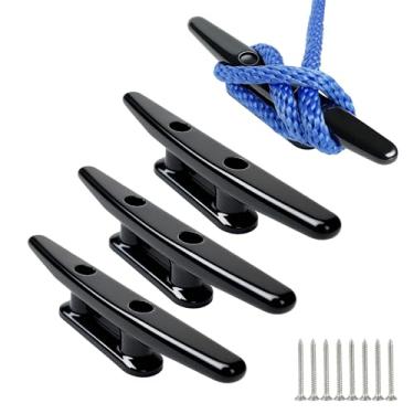 Imagem de Nerites Chuteira de nylon para barco, 12 cm, prendedores de doca, pretos, presilhas de barco pequenas, travas de corda de caiaque, amarração de barcos, presilhas de amarração de doca para marinha