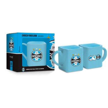 Imagem de Caneca Porcelana Quadrada BrasFoot Grêmio 220 ML Licenciada Azul