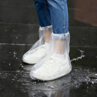 Imagem de Capas de sapato impermeáveis 10 pares de capas de plástico descartáveis para botas de chuva para dias de chuva e neve atividades ao ar livre, galochas de plástico para homens e mulheres, protetor de