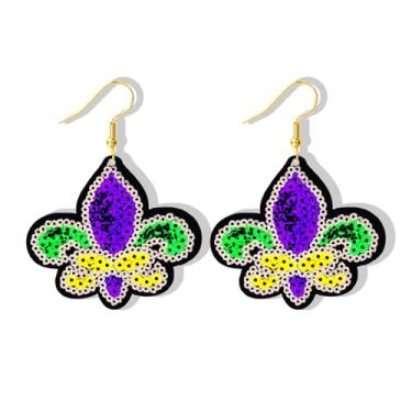 Imagem de Brincos pendentes de carnaval, máscara de palhaço de lantejoulas, brincos de chapéu de palhaço, para mulheres, tema de carnaval, brincos de carnaval, joias de carnaval, presentes para mulheres, Large