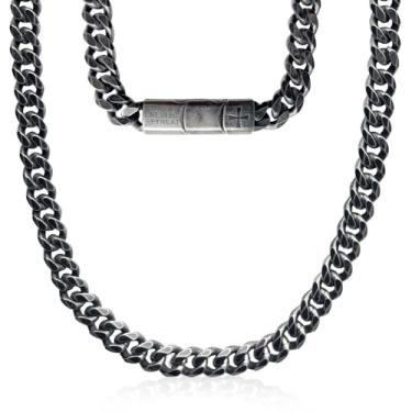 Imagem de Hero Company Corrente de elos cubanos para homens – Colar masculino de aço inoxidável com cavaleiros templários – Ajuda a emparelhar veteranos com um cão de serviço ou abrigo