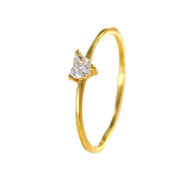 Imagem de 1 anel feminino de zircônia branca com pedra do mês de nascimento em forma de coração de prata esterlina para mulheres, joias finas, presente de amizade, presente, Prata esterlina, Sem pedra preciosa