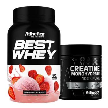 Imagem de Best Whey Isolado Hidro 3W Morango 900g + Creatina Atlhetica-Unissex