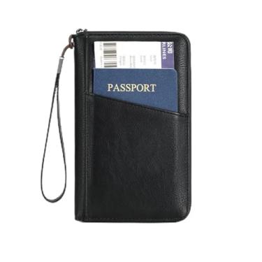 Imagem de Bolsa multifuncional de documentos viagem com design longo proteção zíper para passagens aéreas passaportes e apresentando múltiplos compartimentos Nota Moeda Foto Cartão Bilhete SIM Card Caneta oblíq