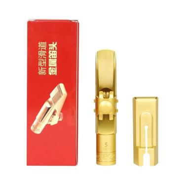 Imagem de Boquilha De Saxofone Tenor Dourada 5C 6C 7C 8C Em Metal Fosco Com Tamp