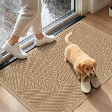 Imagem de HIYARD Tapete de porta da frente resistente, tapete de porta de boas-vindas absorvente e lamacento resistente à sujeira ao ar livre, interno, resistente ao desbotamento, tapete de entrada