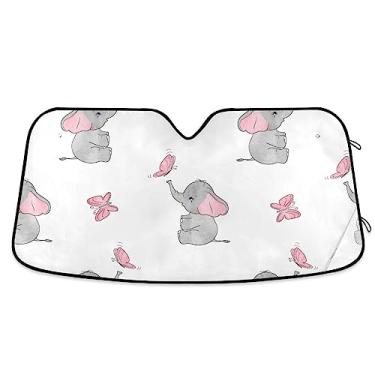 Imagem de Protetores solares de carro borboleta elefante para janela frontal proteção UV persiana dobrável de janela de carro, para para-brisa dianteiro de caminhão, acessórios de carro