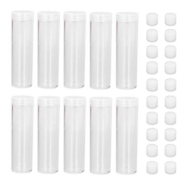 Imagem de HEEPDD Tubos de Armazenamento de Moedas de Plástico Transparente, Porta-Moedas Transparente Redondo Com Esponja de Almofada para Coleção de de 25 Mm, Organizador de Pequenos
