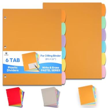 Imagem de XUCHUN Divisores de fichário com abas, 6 divisórias de arquivo de plástico para fichário de 3 anéis, separadores de assunto para cadernos, pastas, 2 conjuntos, pastel