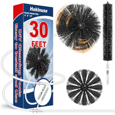 Imagem de HOKLNUSE Kit de limpeza de ventilação de secador, kit de limpeza de dutos para secador de ar, ventilação HVAC, chaminé, chaminé, pelota, fogão, calha, downspout, kit de ventilação de limpador de