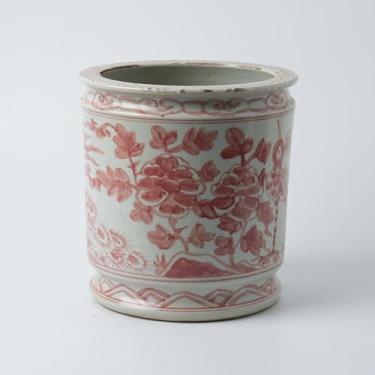 Imagem de Porta-canetas de porcelana antigo pintado à mão para flores e pássaros, vaso de cerâmica de 24 cm, vaso de plantas grandes de porcelana azul e branco silla para plantas (rosa)