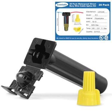 Imagem de Lemiuda Kit de emenda de fio à prova d'água com 20 unidades, conectores elétricos de porca de fio para reparo de quebra de fio, compatível com sistemas de cerca para cães PetSafe, SportDog, Dogtra