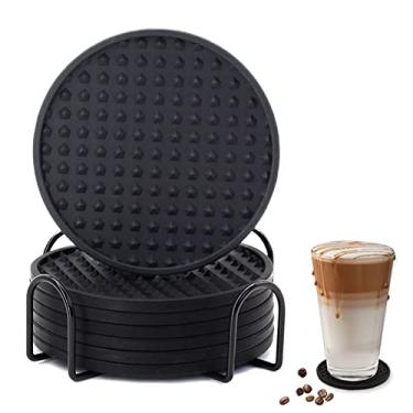 Imagem de Alomejor Porta-copos de Silicone, Porta-copos Antiderrapante Com Suporte 3,9x3,9 pol. Flexível para Uso Doméstico na Cozinha e Proteção Versátil (Preta)