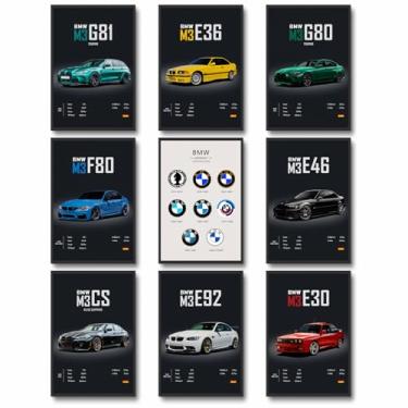 Imagem de dazongweihan 9 peças de pôsteres de super carro para quarto de meninos, arte de parede de carro de corrida para homens e homens, decoração de parede de carro esportivo, fotos de carros de corrida