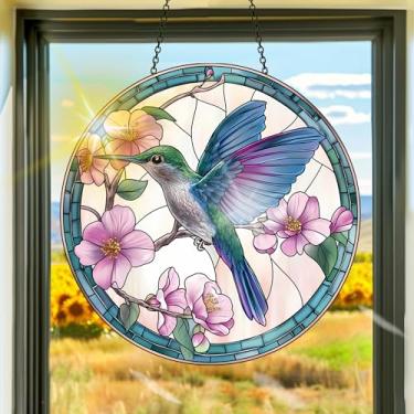 Imagem de Apanhador solar de acrílico colorido, decoração de janela pendurada com apanhadores de sol de beija-flor, arte de parede de criador de arco-íris, para sala de estar, quarto, varanda, decoração de