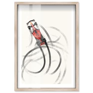 Imagem de Pôster Drifting Away Shadowbox Print Formula 1 por Notoriart, moldura loira, 28 x 40 cm