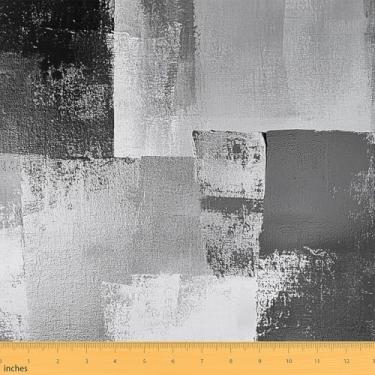 Imagem de jejeloiu Tecido de pintura a óleo abstrata de 2 jardas da The Yard para meninos meninas tecido de estofamento de arte abstrata para cadeiras à prova d'água cinza moderno para projetos de bricolage em