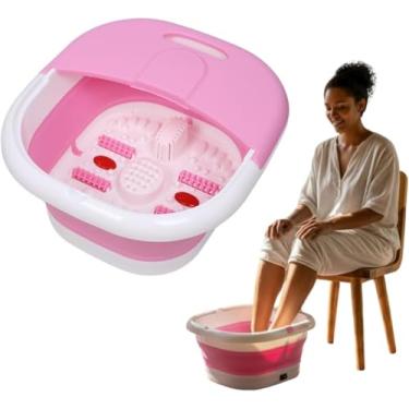 Imagem de Hidromassageador Spa Dos Pés Elétrico Com Aquecimento E Infravermelho + Roletes Massageadores Portátil 110v (Rosa)