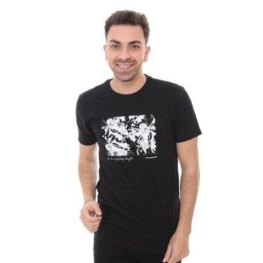 Imagem de Camiseta Calvin Klein Masculina Floral Summertime Preta-Masculino