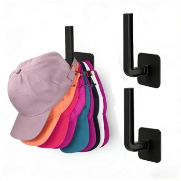 Imagem de 2 ganchos de boné de beisebol sem perfuração, rack multifuncional de armazenamento de banheiro para toalhas, bolsas e chapéus, organizador de armário de porta de parede