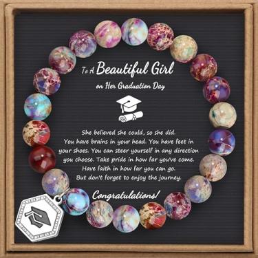 Imagem de JoycuFF Presentes de formatura para ela classe de 2024 pulseira inspiradora de bússola de formatura para mulheres e homens, presente de formatura para ele e ela, 7 inches, Aço inoxidável, Sem pedras