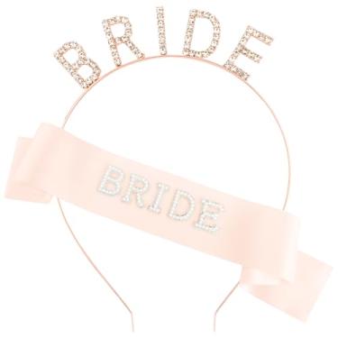 Imagem de Chanaco 2 peças de lembrancinhas de festa de despedida de solteira, faixa de cabeça e faixa de cabeça, presentes de chá de panela, decorações de festa de noivado, acessórios de strass, tiaras