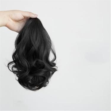 Imagem de Extensão de rabo de cavalo com presilha, peças de cabelo encaracolado preto natural, extensões de peruca antiderrapantes para uso diário, festas e encontros