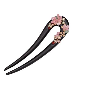 Imagem de Agulhas de Cabelo Chinesas com Pedra, Acessórios de Cabelo de Ebênia, Feitos à Mão,Grampos de Cabelo,Chapéus de Madeira para Mulheres,Joias de Cabelo (V)