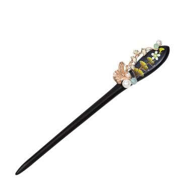 Imagem de Agulhas de Cabelo Chinesas com Pedra, Acessórios de Cabelo de Ebênia, Feitos à Mão,Grampos de Cabelo,Chapéus de Madeira para Mulheres,Joias de Cabelo (J)