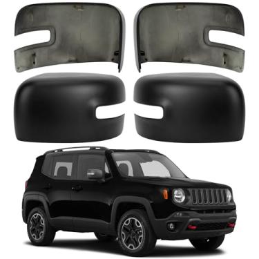 Imagem de LOIYLLEN Substituição da capa do espelho lateral do motorista e do passageiro para Jeep Renegade 2015 2016 2017 2018 2019 - Capas de espelho do lado esquerdo e direito, acessórios da tampa do espelho