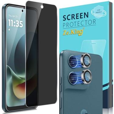 Imagem de Zeking [Pacote com 2 + 2 para Motorola Moto G Play (2026) Protetor de tela de vidro temperado de privacidade e protetor de lente de câmera, antiespião [antiarranhões] HD clareza 9H dureza [livre de