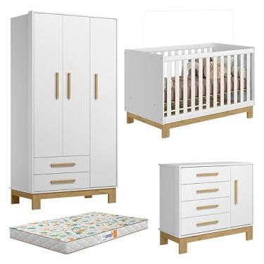 Imagem de Quarto de Bebê Q Encanto Slim Branco Acetinado com Colchão Gazin - Qmovi