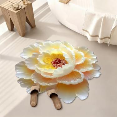 Imagem de Tapete de banho com tema floral, flores, tapetes engraçados, antiderrapantes, para decoração de banheira, tapete super absorvente, lavável na máquina, secagem rápida, tapete para banheira, chuveiro