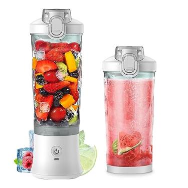 Imagem de Liquidificador Portátil Copo de Suco Pessoal 600ml para Milkshakes e Smoothies com 6 Lâminas 150 Watt Manual Recarregável Viagem Esportes Casa Escritó