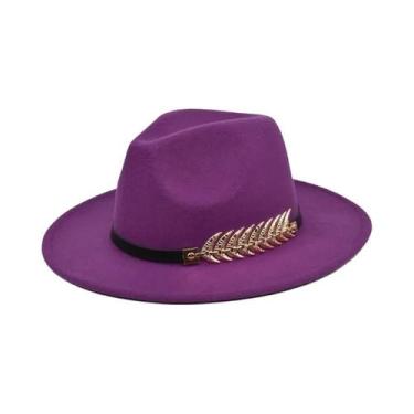 Imagem de Chapéu Fedora Masculino Estiloso De Aba Larga Cor Sólida Acessório Clá