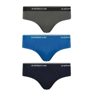 Imagem de Kit 3 Cuecas Slip Marinho/Chumbo/Azul Selene 11900.001, M