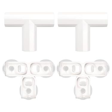 Imagem de FXW Cercadinho de acrílico para cães de interior, conjunto de 2 fivelas T complementares para compartimento, para cercadinho de 76/89 cm, branco