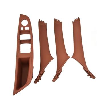 Imagem de Maçaneta da porta interna do carro Puxe a tampa do painel do apoio de braço Substituição da unidade esquerda LHD Compatível com BMW Série 5 F10 F18 520i 525i 528i 2010 2011-2016(Red Wine 4Pcs)